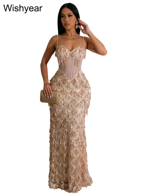 Wishyear Sexy Nightclub Birthday Even Party Dresses for Women Sequined