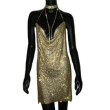 AKYZO 2025 Sexy See Through Shining Rhinestone Mini Dress Women