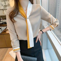 Patchwork Elegant Blouses Women S-3XL Slim All-match Social Business - stylishhomedecor2024.com