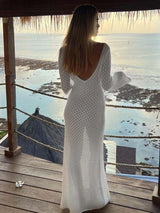 Sexy Women White Long Knit Sleeve Bikin Fashion Cover up Female - stylishhomedecor2024.com