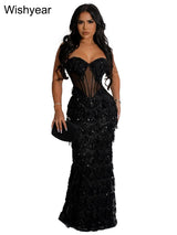 Wishyear Sexy Nightclub Birthday Even Party Dresses for Women Sequined