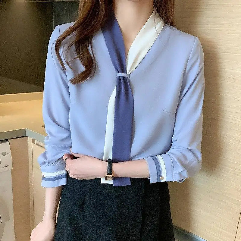 Patchwork Elegant Blouses Women S-3XL Slim All-match Social Business - stylishhomedecor2024.com