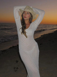 Sexy Women White Long Knit Sleeve Bikin Fashion Cover up Female - stylishhomedecor2024.com