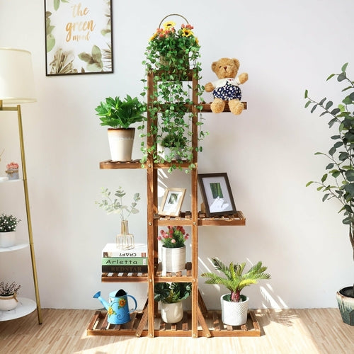 Indoor 6 Tier Wooden Plant Home Decor Stand - stylishhomedecor2024.com