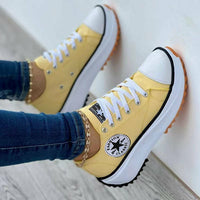 Flat Lace-Up Sneakers Pattern Canvas Casual Women Sport Shoes - stylishhomedecor2024.com