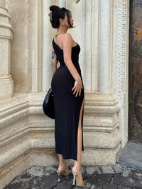 Summer Maxi Dress Women Sexy Split Fashion Sleeveless Backless Slim - stylishhomedecor2024.com
