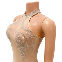 Sexy Mesh Rhinestone Short Prom Evening Mini Dress See Through Outfits