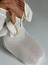 Sexy Women White Long Knit Sleeve Bikin Fashion Cover up Female - stylishhomedecor2024.com