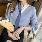 Patchwork Elegant Blouses Women S-3XL Slim All-match Social Business - stylishhomedecor2024.com