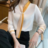 Patchwork Elegant Blouses Women S-3XL Slim All-match Social Business - stylishhomedecor2024.com