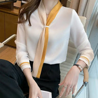 Patchwork Elegant Blouses Women S-3XL Slim All-match Social Business - stylishhomedecor2024.com