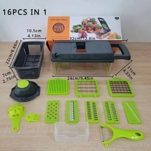 16pcs/Set Vegetable Chopper Onion Chopper Handle Food Grate Food