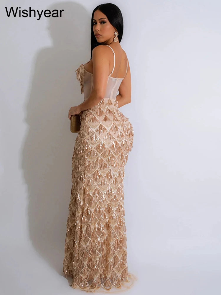 Wishyear Sexy Nightclub Birthday Even Party Dresses for Women Sequined