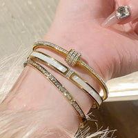 Set of Stylish Titanium Steel Gold Bracelets