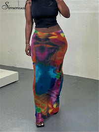 Simenual Harajuku Aesthetics Multi Printed High Waist Long Skirts - stylishhomedecor2024.com