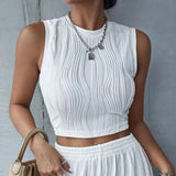 Summer 2024 Women's New Korean Fashion Simple Slim Sleeveless Ribbed - stylishhomedecor2024.com