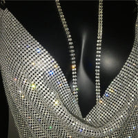 AKYZO 2025 Sexy See Through Shining Rhinestone Mini Dress Women