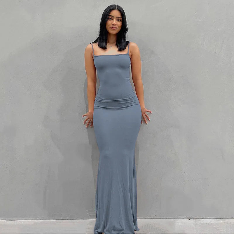 Satin Slip Sleeveless Backless Maxi Dress Women 2023 Y2K Summer - stylishhomedecor2024.com