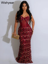 Wishyear Sexy Nightclub Birthday Even Party Dresses for Women Sequined