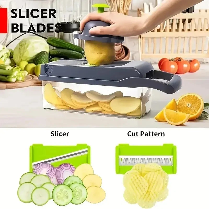 16pcs/Set Vegetable Chopper Onion Chopper Handle Food Grate Food