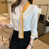 Patchwork Elegant Blouses Women S-3XL Slim All-match Social Business - stylishhomedecor2024.com