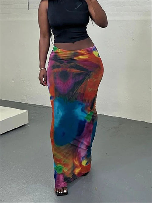 Simenual Harajuku Aesthetics Multi Printed High Waist Long Skirts - stylishhomedecor2024.com