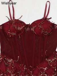 Wishyear Sexy Nightclub Birthday Even Party Dresses for Women Sequined