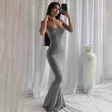 Satin Slip Sleeveless Backless Maxi Dress Women 2023 Y2K Summer - stylishhomedecor2024.com