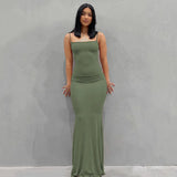 Satin Slip Sleeveless Backless Maxi Dress Women 2023 Y2K Summer - stylishhomedecor2024.com