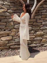 Sexy Women White Long Knit Sleeve Bikin Fashion Cover up Female - stylishhomedecor2024.com