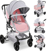 Foldable Baby Stroller with Reversible Bassinet - stylishhomedecor2024.com