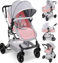 Foldable Baby Stroller with Reversible Bassinet - stylishhomedecor2024.com