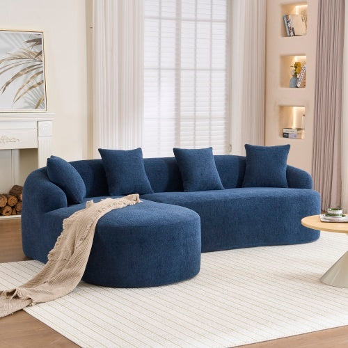 LY-022 Full Compression Sponge L-Shape Sectional Sofa, Brown Modular