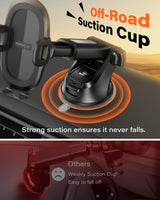 Apps2Car Universal Suction Cup Phone Mount for Windshield and Dashboard, Compatible with iPhone, Samsung, and All Cell Phones, Featuring Sticky Gel Pad