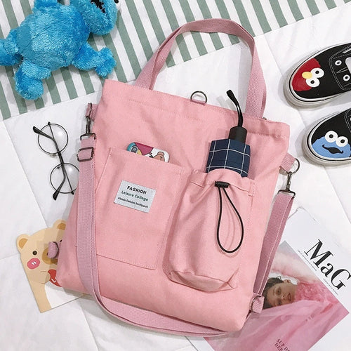 Pockets Preppy” Canvas Backpack – Multi-Pocketed, Durable College Rucksack