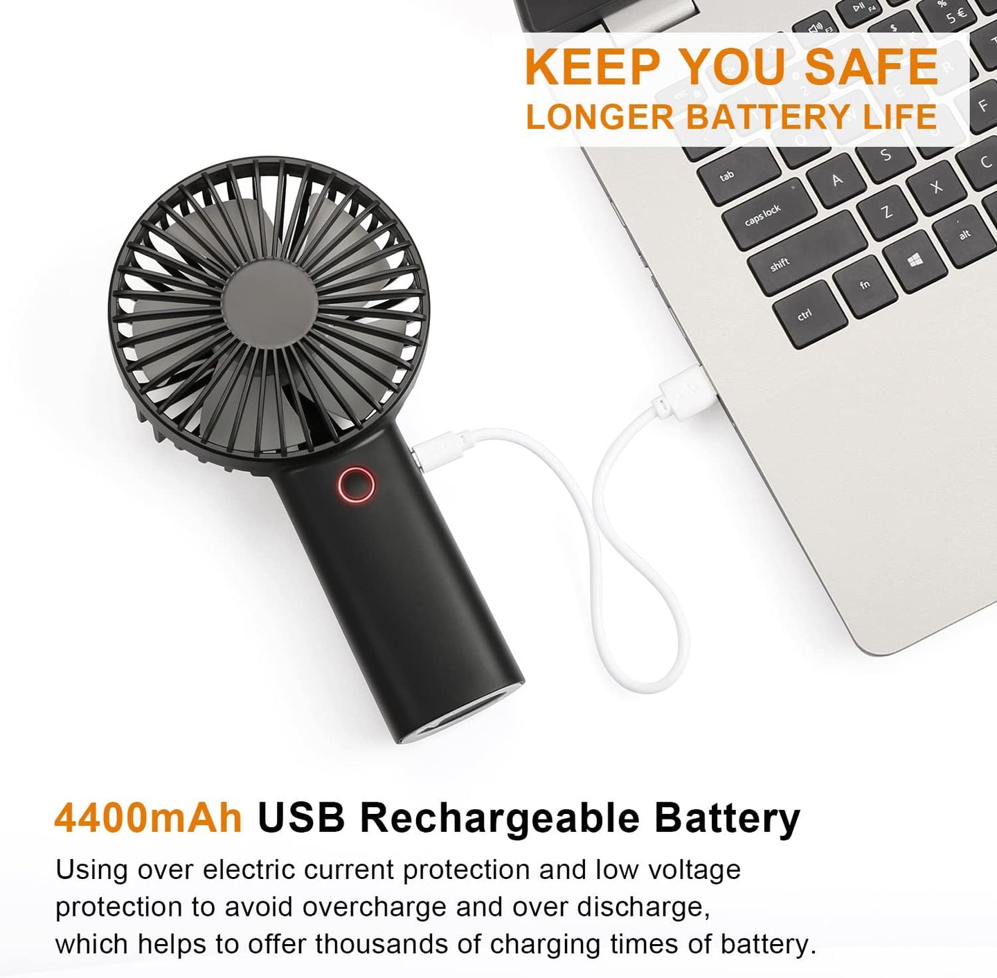 Portable Handheld Fan, 4000Mah Battery Operated Rechargeable Personal Fan, 6-15 Hours Working Time for Outdoor Activities, Summer Gift for Men Women - stylishhomedecor2024.com