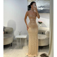 Customized Mermaid Strapless Sleeveless Wedding Party Dress Diamond Evening Dresses Elegant Floor-Length Vestidos De Fiesta