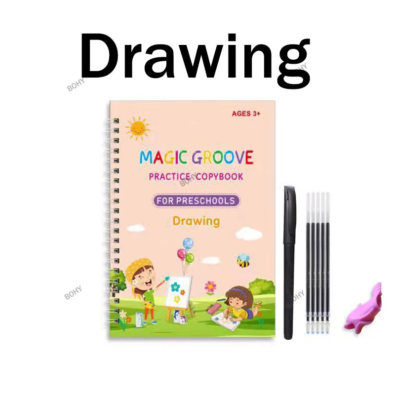 Reusable Children 3D Copybook for Calligraphy Numbers 0-10 Handwriting Copybooks Learning Math Writing Practice Book for Kids