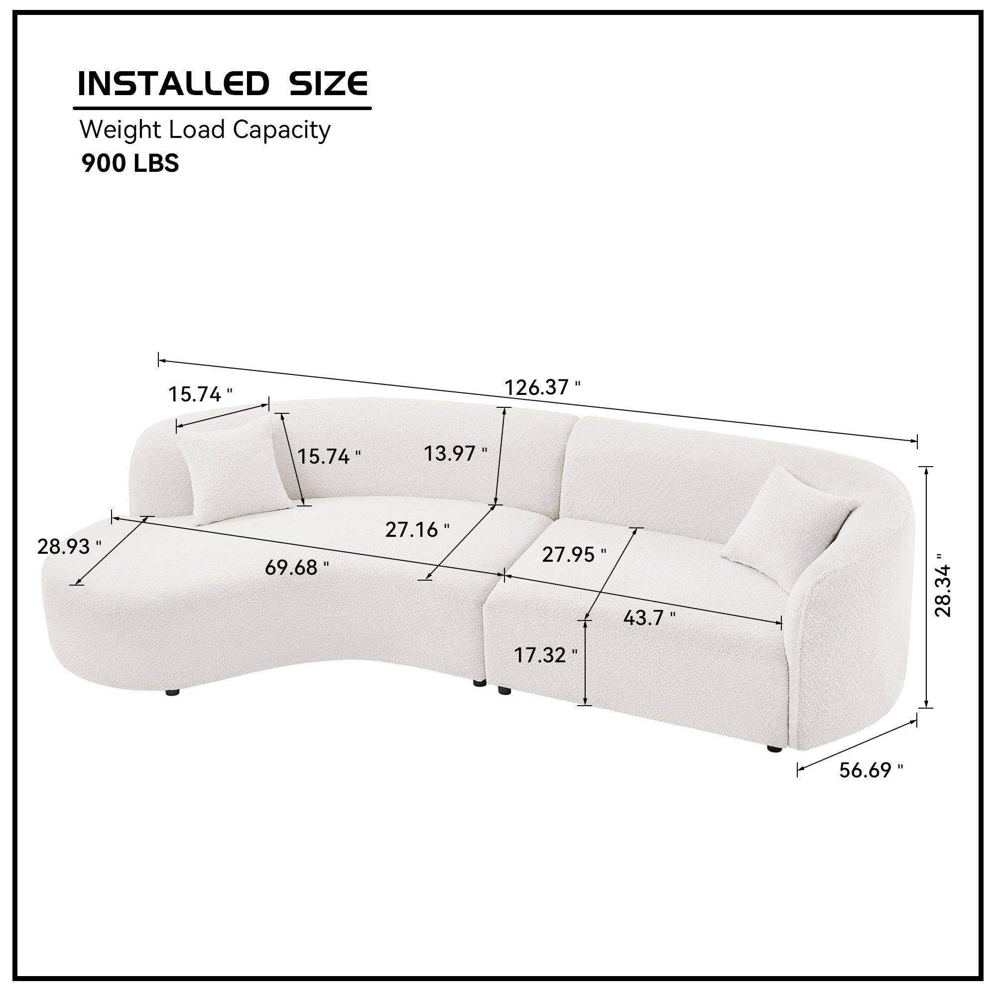 Luxury Curved Sofa with Chaise - Modern Upholstery