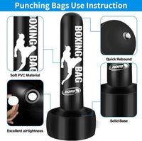 Heavy Punching Bags for Adults Freestanding Boxing Bag with Stand Men Stand Kickboxing Bag Ideal Standing Inflatable Kickboxing Bag - stylishhomedecor2024.com