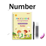 Reusable Children 3D Copybook for Calligraphy Numbers 0-10 Handwriting Copybooks Learning Math Writing Practice Book for Kids