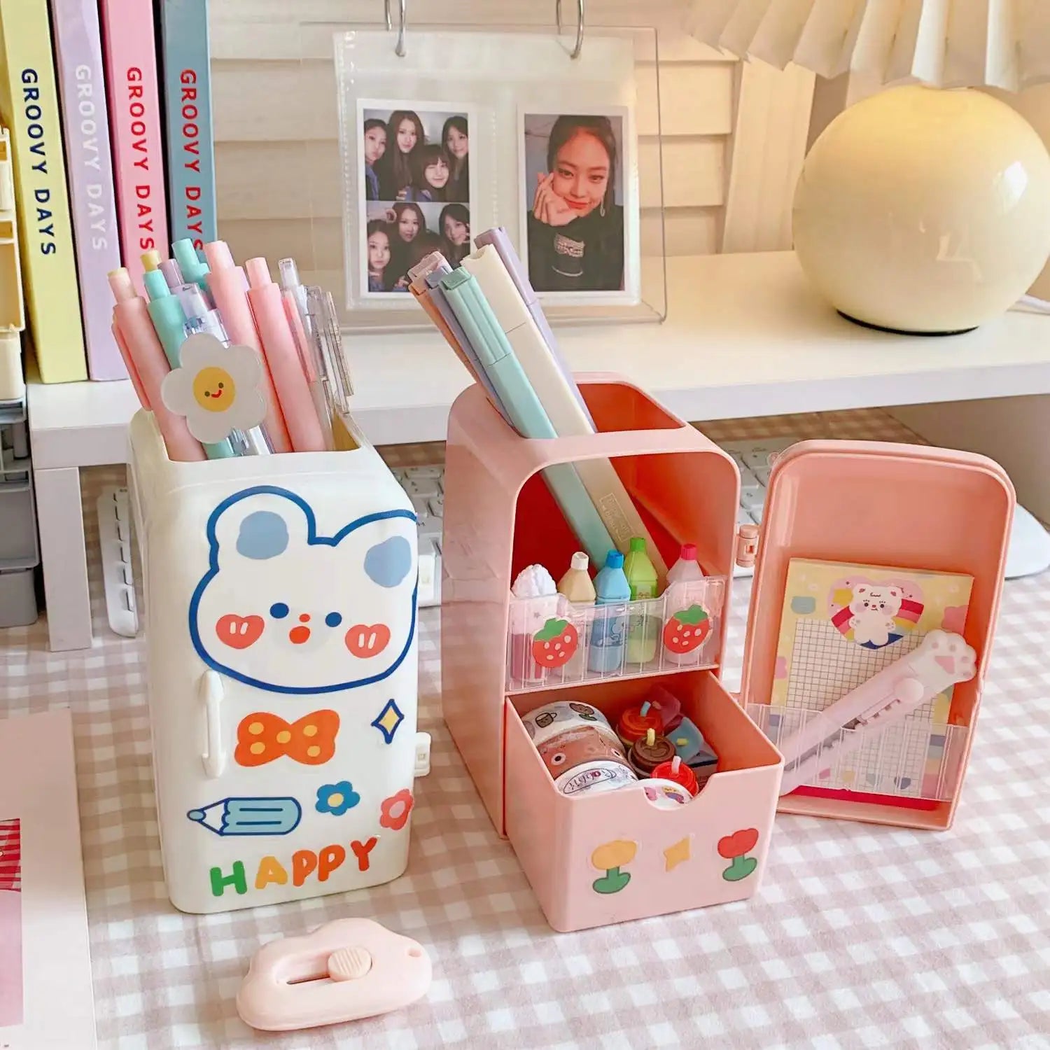 INS Style Pen Holder Creative Refrigerator Cute Large Capacity Desktop Storage Holder Fashion Sweet Multifunctional Pen Holder