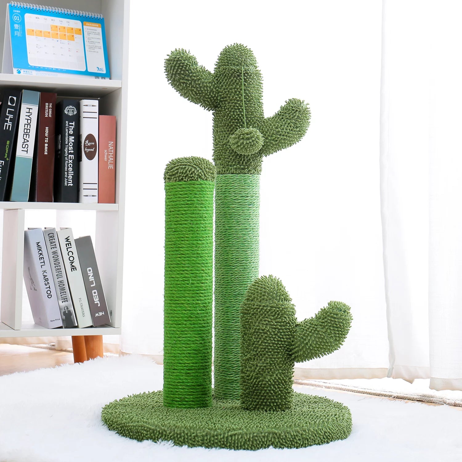 23" Cactus Cat Scratching Posts Medium Sisal Cat Scratcher,Green - stylishhomedecor2024.com