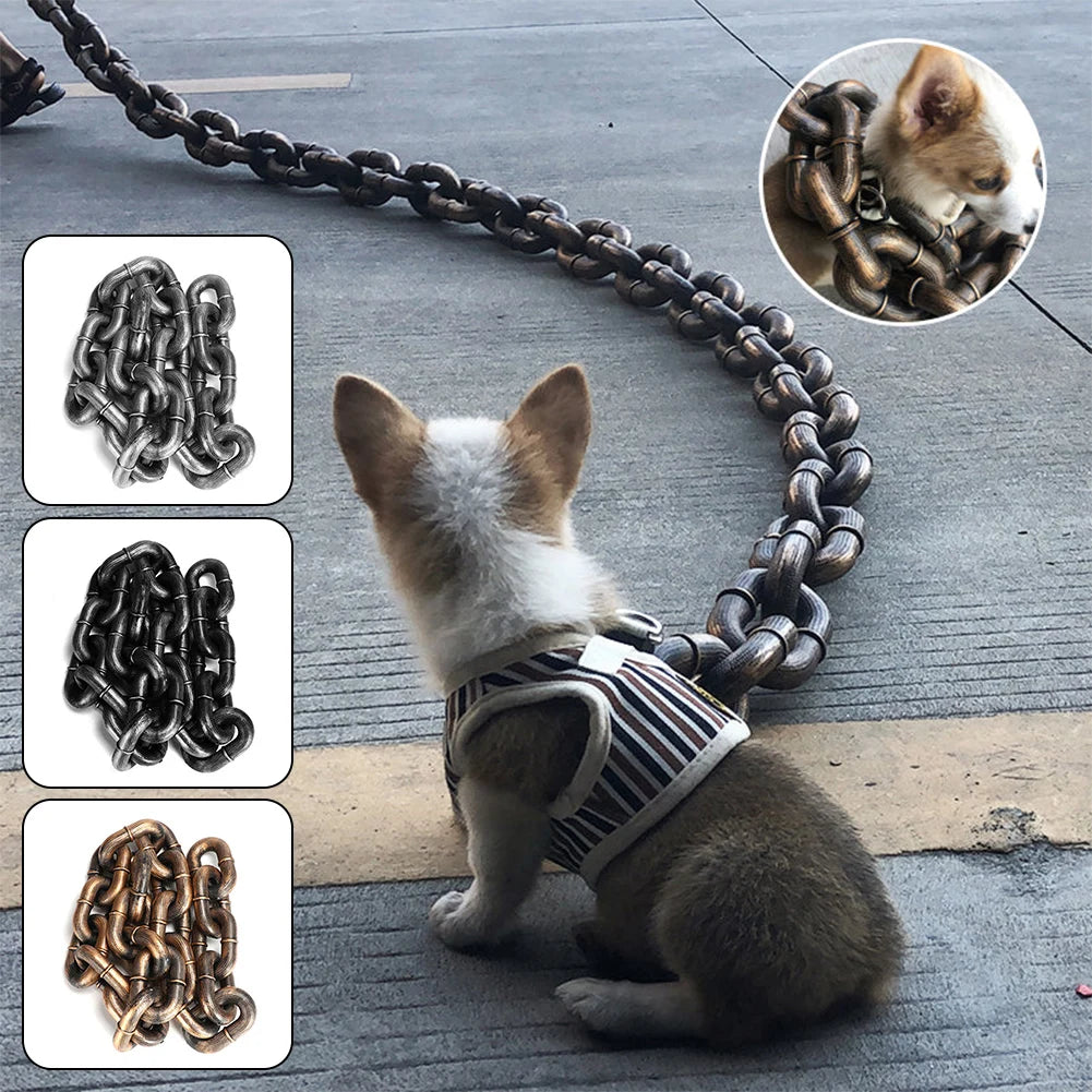 1.5M Funny Plastic Simulation Chain Dog Pet Leash Pet Tractions Rope Halloween Props - stylishhomedecor2024.com