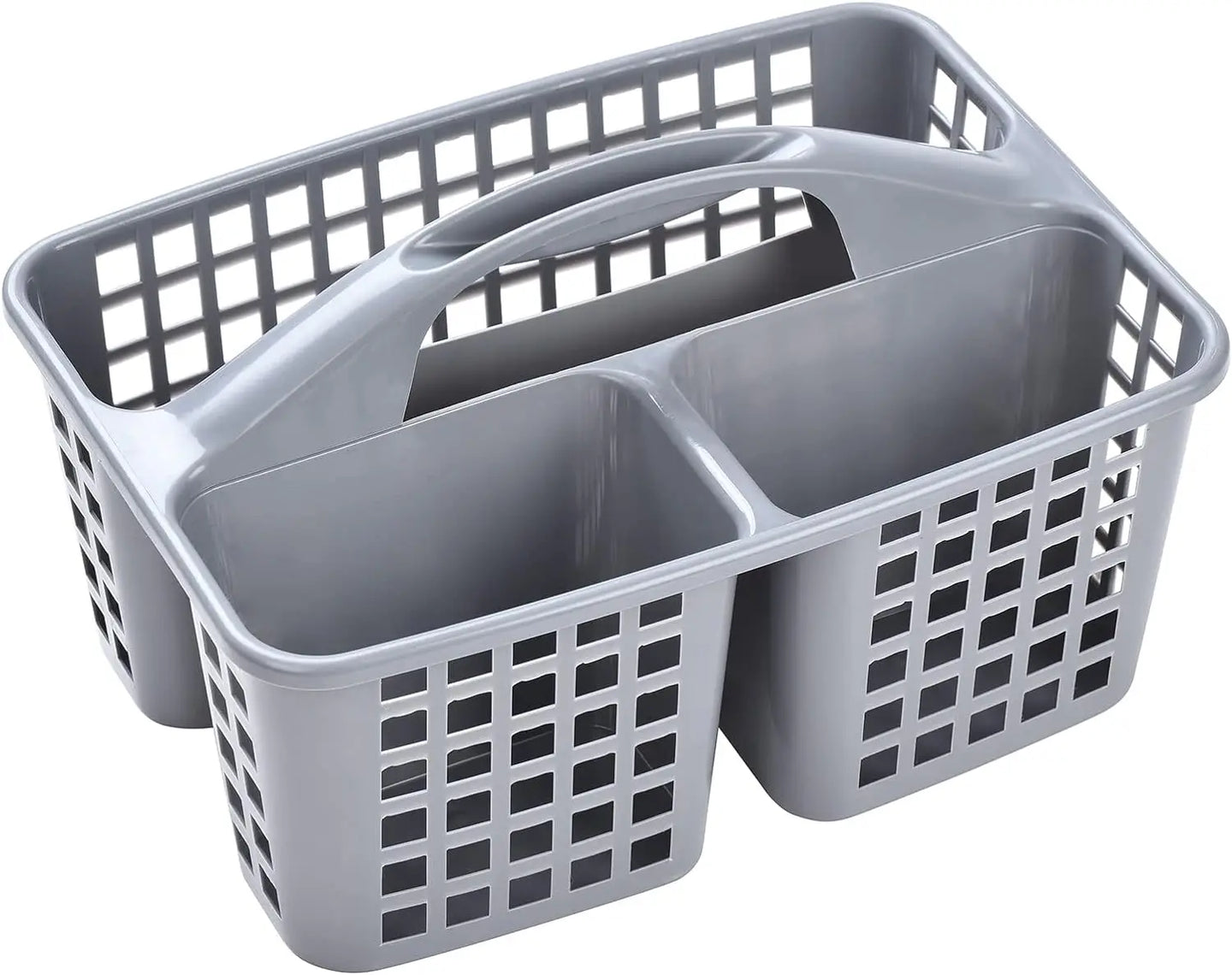 Plastic Shower Caddy Basket with Compartments, Portable Divided Cleaning Supply Storage Organizer with Handle for Dorm Bathroom