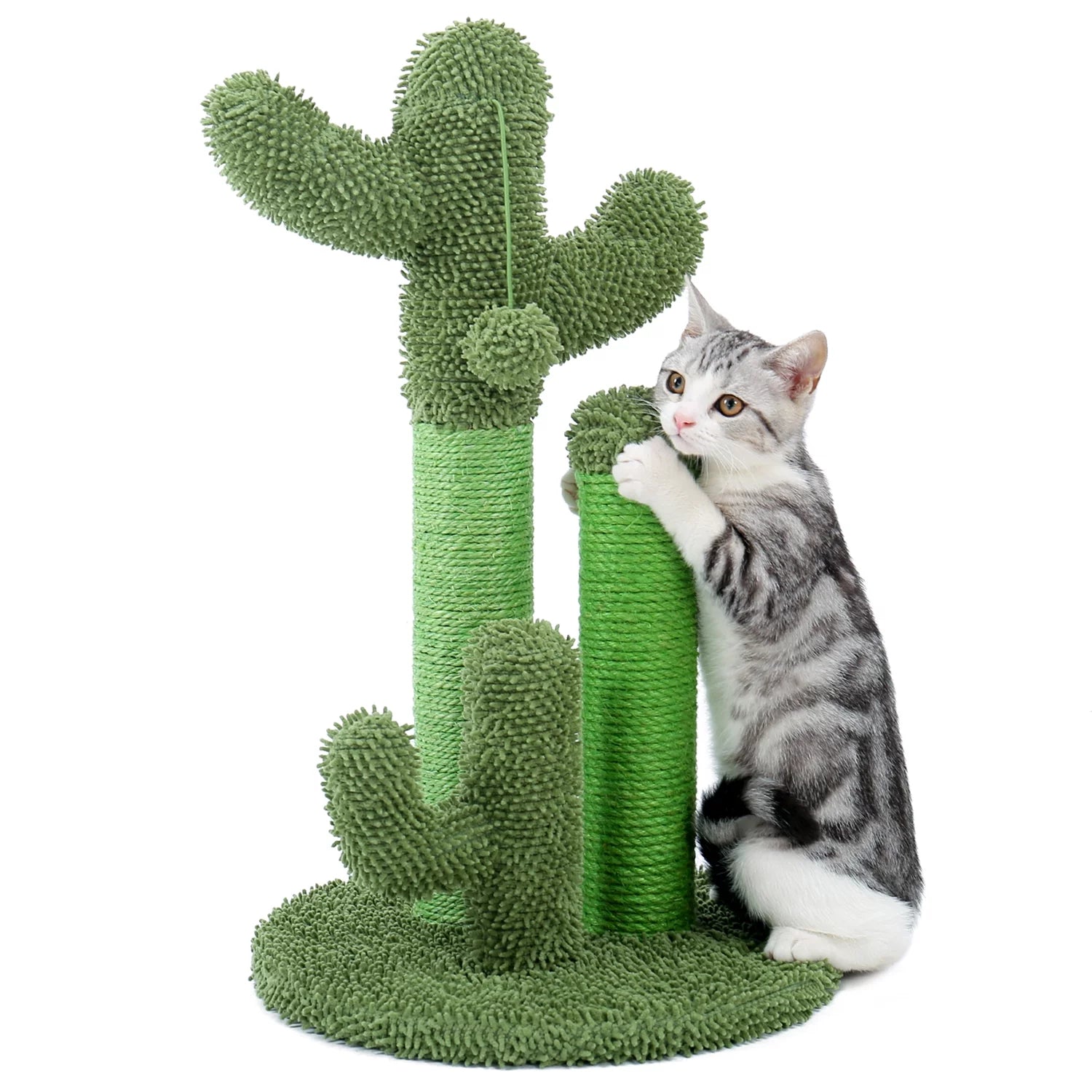 23" Cactus Cat Scratching Posts Medium Sisal Cat Scratcher,Green - stylishhomedecor2024.com