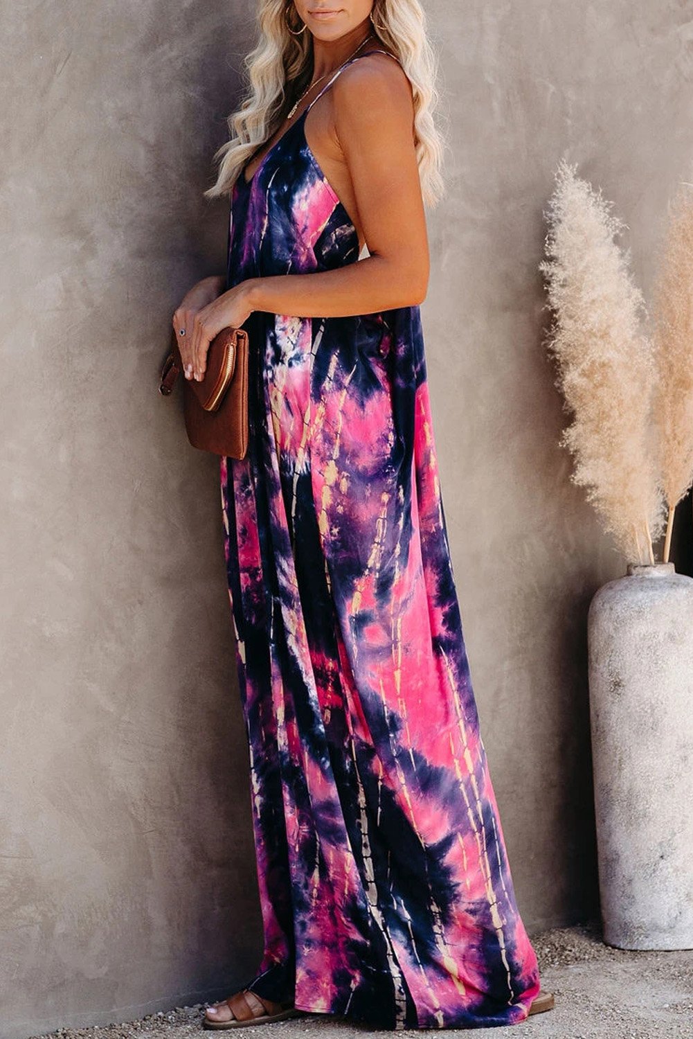 Tie-dye Drape Maxi Dress