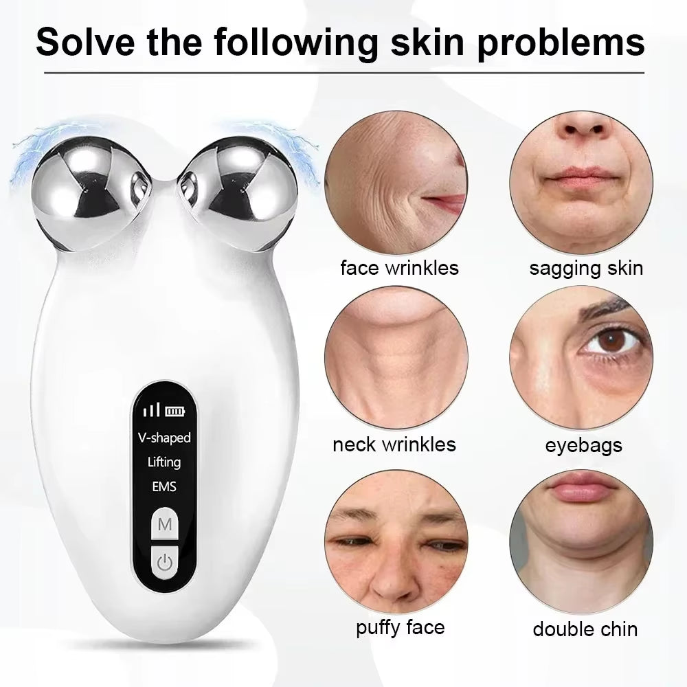 Facial Massager Microcurrent Roller EMS Device for Face Lifting Skin Tighten Rejuvenation Chin Remover anti Wrikle Double Care