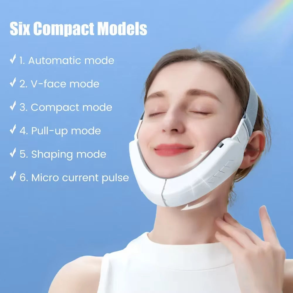 Electric V-Face Face Lift Device LED Photon Therapy Microcurrent Skin Tightening Double Chin Remover EMS Face Slimming Massager