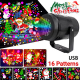 16 Patterns LED Christmas Projector Lamp 360° Rotatable Party Christmas Decoration Lamp Indoor Outdoor Lighting Snow Spotlight - stylishhomedecor2024.com